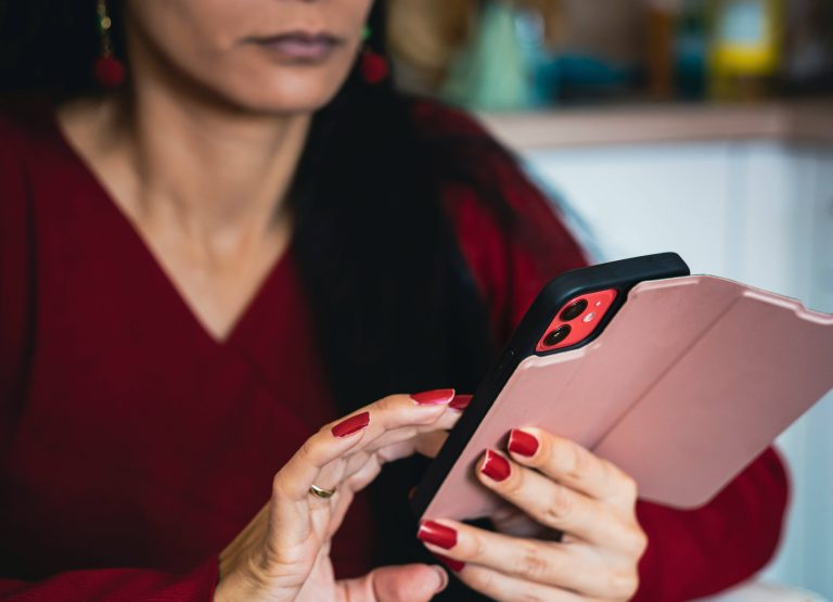 Woman using a smartphone.